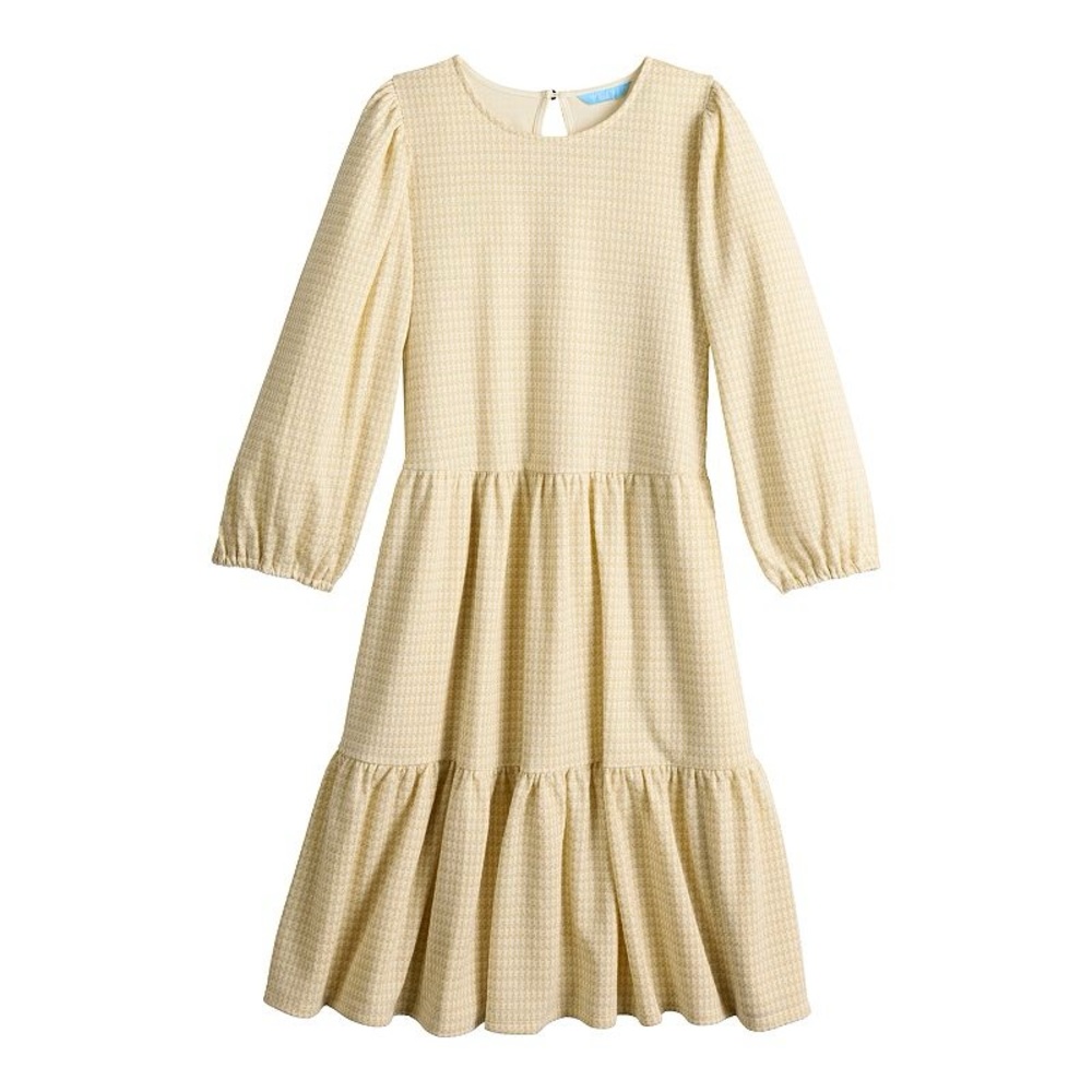 Draper James Cream Tiered Long-Sleeve Dress